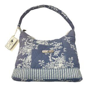 Vtg NWT Isabella’s Journey Quilted Shoulder Bag – Blue Toile Floral Print, 8x12x